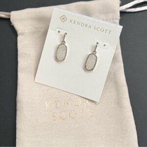 New Kendra Scott Lee Silver Tone Earrings in Iridescent Drusy